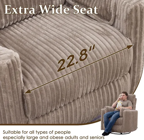 Vista 8 de SAMERY Silla reclinable giratoria eléctrica con reposacabezas ajustable, silla reclinable mecedora extra ancha con 2 almohadas/portavasos/USB/LED