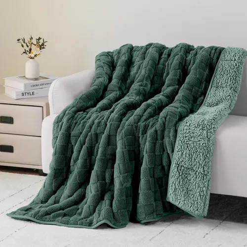 Vista 21 de Uttermara Manta pesada para adultos, manta pesada tamaño Queen con forro polar reversible de terciopelo suave y brillante y acogedor sherpa cálido