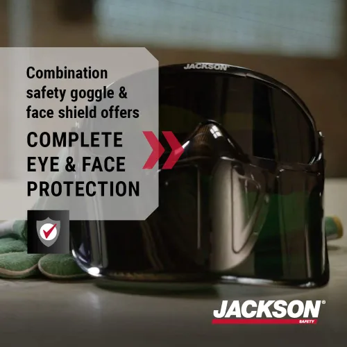 Vista 2 de Jackson Safety 21001 - Gafas de seguridad - Serie Gpl500 Premium - Lente Shade 3 IR - Antivaho - Con protector facial desmontable abatible - Cuerpo