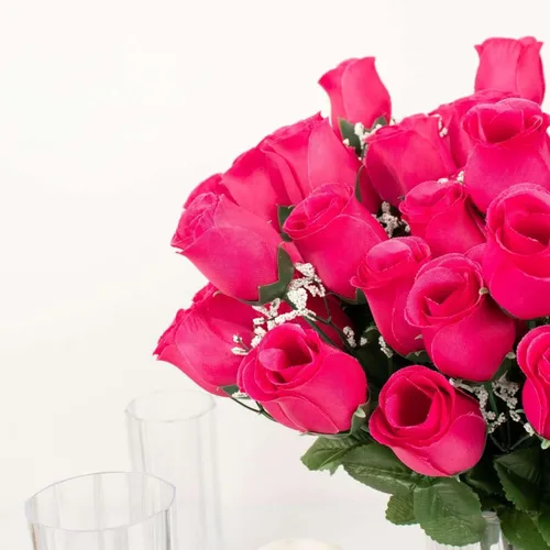 Vista 8 de Efavormart - 12 arbustos Ramos de flores artificiales de seda prémium color fucsia