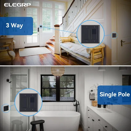 Vista 6 de ELEGRP Interruptor digital de atenuación de luz para luces LED / CFL regulables de 300 W e incandescente/halógeno de 600 W, interruptor de luz LED