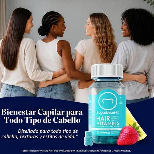 Vista 5 de SugarBearPro Vitamina para el cabello en gomitas, suministro para 1 mes, biotina extra de 6000 mcg para el crecimiento del cabello, vitamina B12