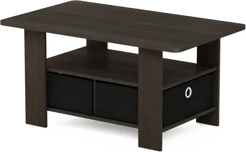 Vista 15 de Furinno Andrey - Mesa de café con cajón, color roble francés gris/negro