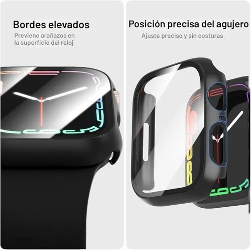 Vista 5 de JERXUN Paquete de 6 fundas con protector de pantalla para Apple Watch Negro/transparente/oro rosa/rosa/azul/verde