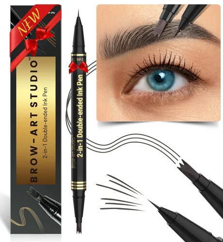 Vista 10 de iMethod Lápiz de microblading para cejas - Lápiz para cejas 2 en 1 de doble punta con aplicador de punta de micro-horquilla de 3 puntas y punta
