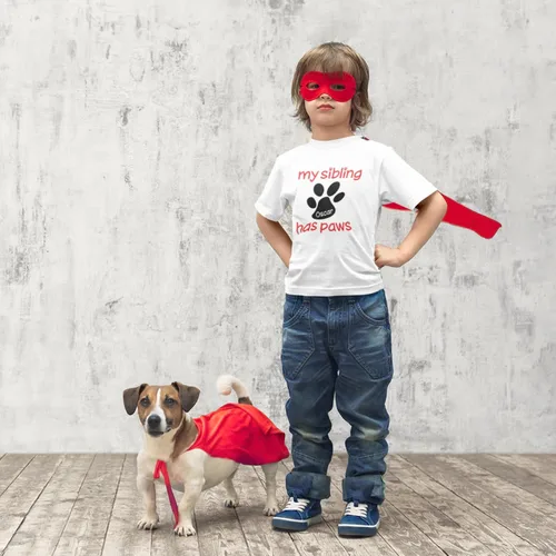 Vista 2 de Personalized Dog Paw Print Baby Shirt, My Siblings Have Paws