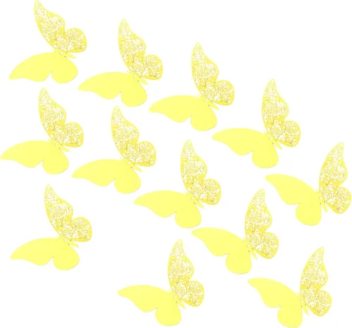 Vista 14 de 12 calcomanías de pared de mariposa 3D, decoración de pared de bricolaje, mariposas de papel extraíbles, decoración de dormitorio de niños y boda