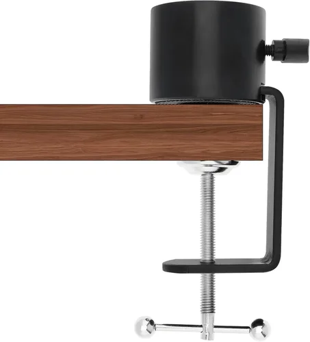 Vista 8 de Soporte de micrófono abrazadera de mesa para micrófono, brazo de tijera, soporte de brazo de tijera, soporte voladizo de agujero de rosca de 1/2