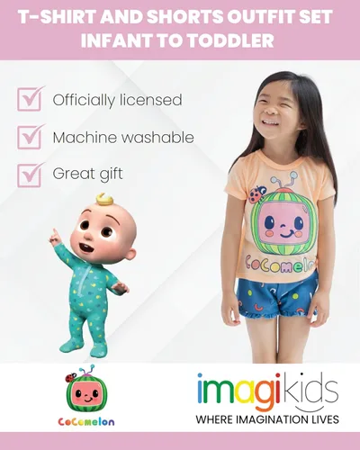 Vista 3 de CoComelon JJ - Conjunto de camiseta y pantalones cortos para bebés y niños pequeños