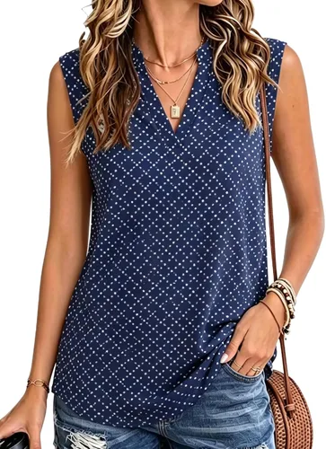 Vista 20 de Halife Women's Sleeveless Floral Print V Neck Tunic Tank Tops Blouse Shirts
