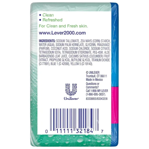 Vista 4 de Lever 2000 Jabón corporal refrescante y limpiador facial con aloe y pepino elimina eficazmente las bacterias, aloe fresco, 3.75 onzas (paquete de 8)