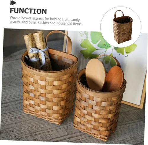 Vista 8 de Cesta grande tejida para colgar en la pared para almacenamiento decorativo de flores y verduras, decoración para cocina, jardín y picnics