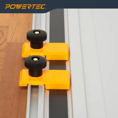 Vista 4 de POWERTEC 71994 Topes de riel guía para sierra de carril (2 unidades) - Compatible con rieles guía Festool, Makita, Milwaukee, Kreg y POWERTEC