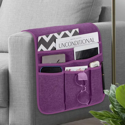 Vista 9 de Teniux - Organizador de apoyabrazos antideslizante con soporte para mando a distancia para sillón reclinable, con 5 bolsillos para revista, tableta