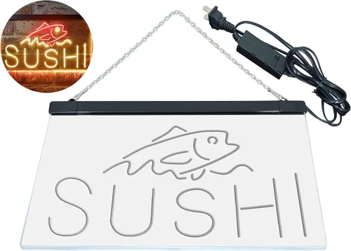 Vista 56 de ADVPRO Sushi Fish Sashimi Restaurant - Letrero de neón LED de doble color, azul y rojo, 12 x 8.5 pulgadas, st6s32-i3334-br