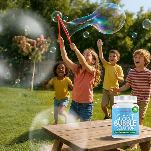 Vista 6 de Solución de burbujas gigantes – Varitas de burbujas, burbujas para niños, polvo de mezcla de burbujas para niños hace 896 OZ (7 galones) – La mezcla
