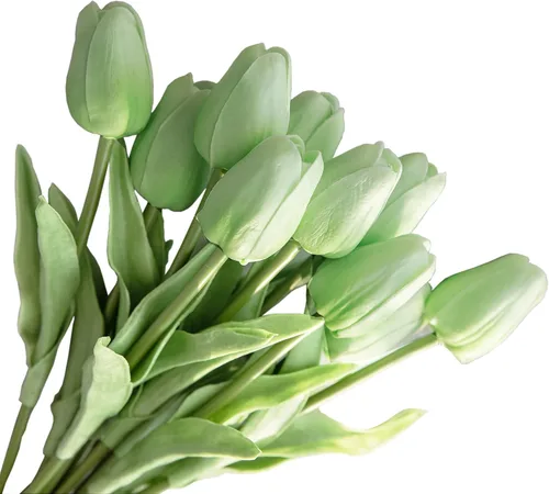 Vista 7 de Tulipán artificial de 30 piezas de flores de tacto real para la decoración del hogar de la boda centro de mesa Champán
