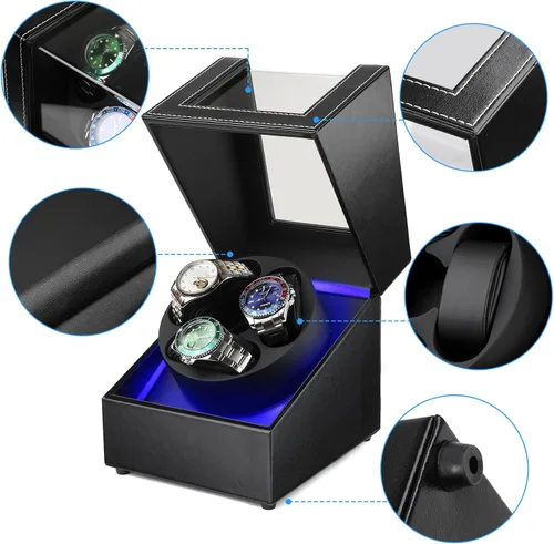 Vista 8 de Anyasun 3 Watch Winder for Automatic Watch,Japanese Quiet Motor Negro