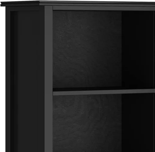 Vista 5 de SIMPLIHOME Estantería artesanal de madera maciza de 72 pulgadas de alto y 5 estantes en color negro, almacenamiento contemporáneo para sala