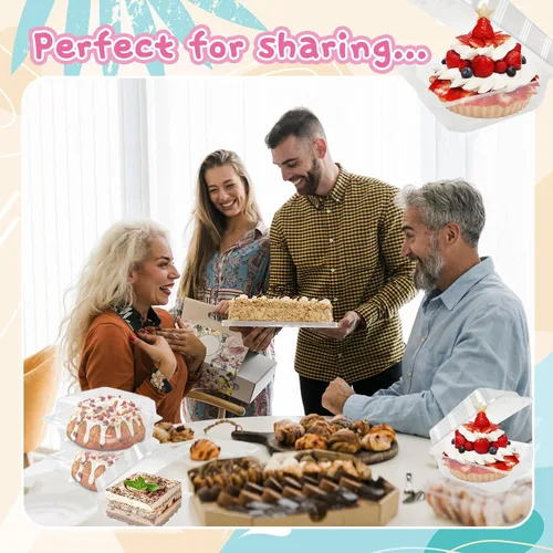 Vista 7 de Haawooky 100 Piezas Recipientes de Comida Cuadrados de Plástico Transparente con Bisagras, Bandeja Desechable tipo Concha para Rebanadas de Pastel