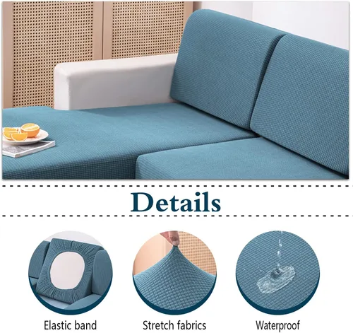 Vista 2 de Fundas de cojín para asiento de sofá, fundas de cojín impermeables para sofá, fundas de cojín elásticas para cojines individuales para respaldo