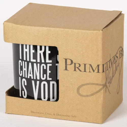 Vista 2 de Primitives by Kathy Taza de café de gres blanco y negro, 20 onzas, There's A Chance This is Vodka