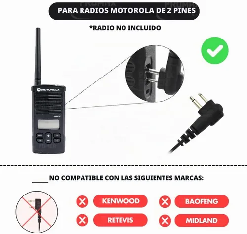 Vista 2 de PROMAXPOWER Auricular giratorio PTT de dos vías con forma de C de 1 cable para Motorola CP88, CP100, CP185, CP200D, CLS1110, CLS1410, RDM2070d
