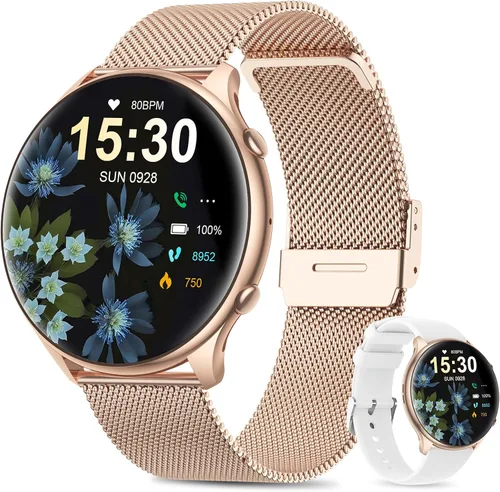 Vista 8 de Relojes inteligentes para mujer con rastreador de ciclo menstrual, reloj inteligente HD de 1.39 pulgadas, monitor de frecuencia cardíaca/sueño