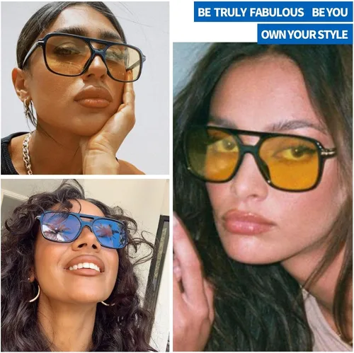 Vista 3 de Gafas de sol estilo aviador cuadradas retro para mujeres y hombres, de los años 70 y 80, estilo vintage, estilo aviador grande