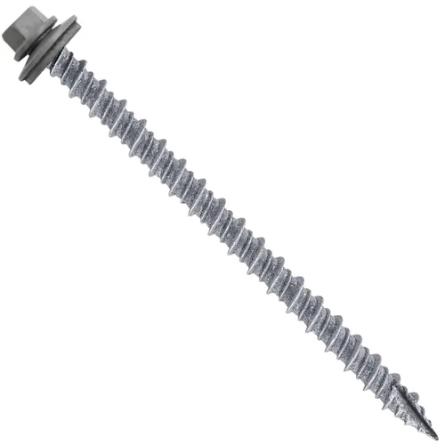 Vista 278 de Tornillos para techos de metal gris ABC 10 x 1 - Cabezal hexagonal - Arandela EPDM - Arandela de arranque automático/roscado - 1 bolsa - 250