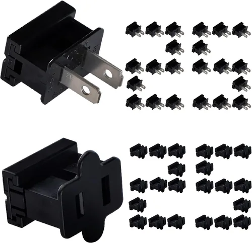 Vista 17 de SPT-1 Vampire Plugs 20 piezas Negro – Enchufe deslizante hembra y macho, enchufe eléctrico de repuesto para luces de decoración de Navidad