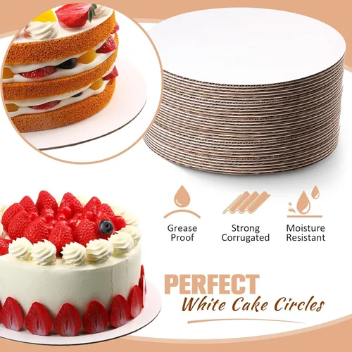 Vista 3 de Potchen - Juego de 50 tableros redondos para tartas, base de cartón circular, 6 pulgadas Oil-proof Disposable for Baking Pizza Birthday Wedding
