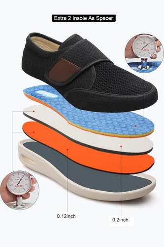 Vista 3 de YH SUCED Zapatos para diabéticos para hombres mayores zapatos casuales de ancho X ancho para hombres pies hinchados ajustables de gran