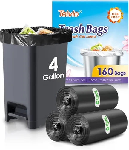 Vista 15 de Bolsas de basura fuertes de 1.2 galones, 220 unidades, bolsas de basura para baño, bolsas de plástico pequeñas para la oficina en casa, cocina, se