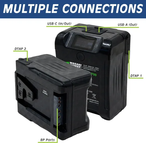 Vista 2 de Wasabi Power Batería recargable de iones de litio con bloqueo en V (99 Wh, 14.4 V, 6900 mAh) para videocámara de difusión, compatible con cámaras