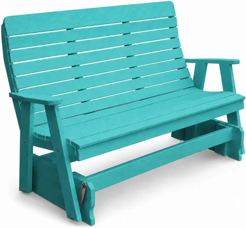 Vista 31 de Amish Made Antique Mahogany 4 ft Outdoor Glider Bench, HDPE Made in USA Fairfax Collection HDPE Poly Lumber Outdoor Glider Bench, All-Weather