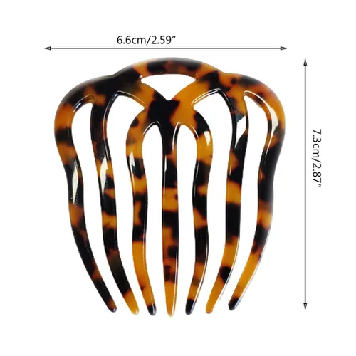 Vista 5 de Twist Hair Side Comb ahueca hacia fuera 7 dientes acetato antiestático horquilla vintage tortuga para Shell Barrette C