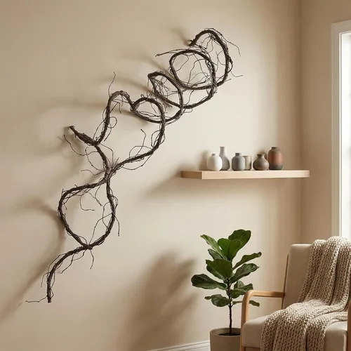 Vista 9 de 118 pulgadas/118.1 in pequeño colgante de pared artificial de cerezo ramas de árbol de cerezo falso, enredaderas de caña falsas, plantas
