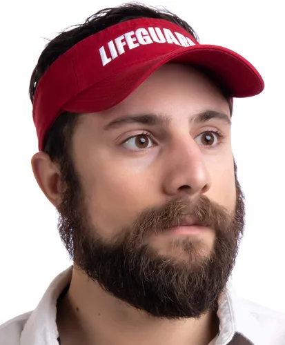 Vista 4 de Visera de salvavidas Sombrero de guardia profesional, gorra roja para hombre y mujer, uniforme de disfraz Rojo