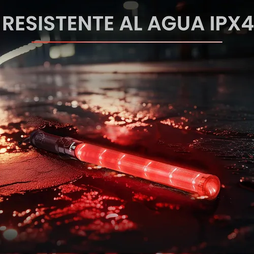 Vista 2 de Paquete de 2 varitas de tráfico, varita roja de control de tráfico de 21 pulgadas con 3 modos de parpadeo, bastón de seguridad de tráfico LED