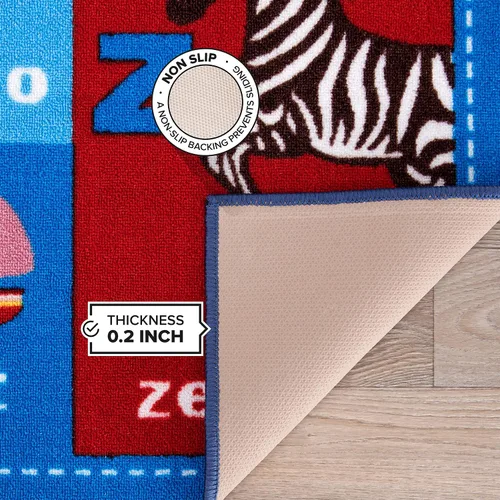Vista 7 de Rugshop Alfombra de área antideslizante con símbolos del alfabeto de aprendizaje educativo para niños, 3 pies 3 pulgadas x 4 pies 7 pulgadas
