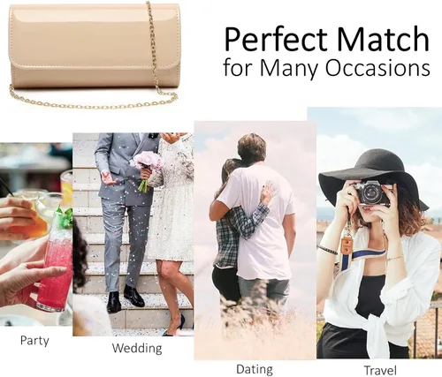 Vista 8 de Patent Leather Envelope Clutch Womens Evening Handbag Stylish Shoulder Bag Purse for Christmas Wedding Party Prom