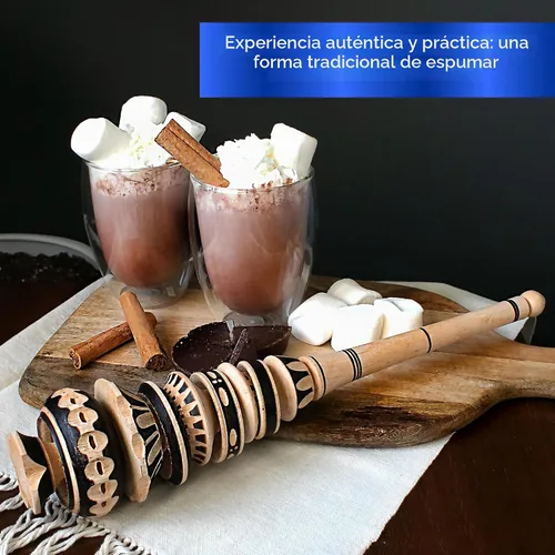Vista 7 de Auténtico espumador artesanal de chocolate caliente Molinillo (grande) - Batidor de madera hecho a mano para chocolate caliente mexicano - Wisk