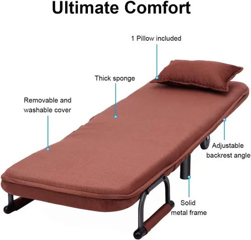 Vista 5 de Moccha - Sofá cama plegable convertible de 26.5 pulgadas, sillón reclinable para sala de estar, dormitorio, oficina (café)