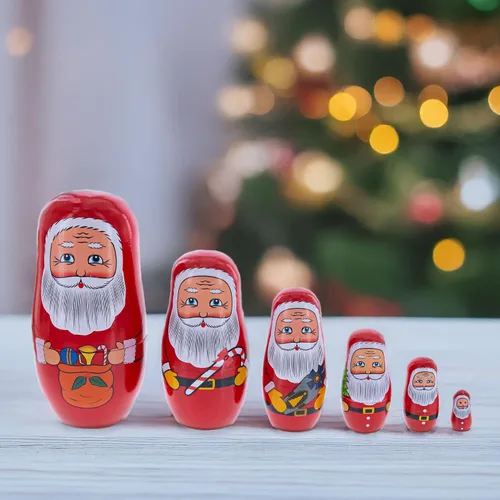 Vista 2 de BestPysanky Juego de 6 muñecas anidables de madera de Papá Noel de 5.5 pulgadas