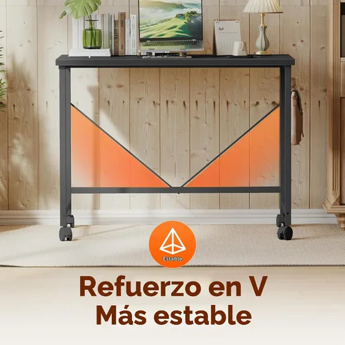 Vista 6 de Mericonia Escritorio de computador, escritorio de juegos para espacios pequeños, mesa moderna de estilo simple para oficina en casa, mesa de estudio
