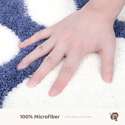 Vista 5 de Molesun Alfombra de baño con forma de pata, bonita alfombra de baño antideslizante, de microfibra suave, absorbente de agua, gruesa, lavable a Azul