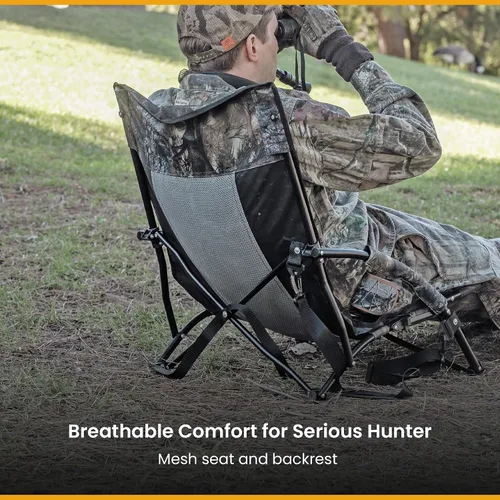 Vista 6 de ARROWHEAD OUTDOOR Silla ciega plegable portátil de caza de pavos con reposabrazos acolchado, pies sin hundimiento y correa para el hombro, Camuflaje