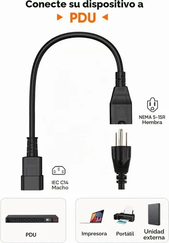 Vista 6 de CableCreation Paquete de 10 cables adaptadores de corriente NEMA 5-15R a IEC 320 C14 de 1 pie