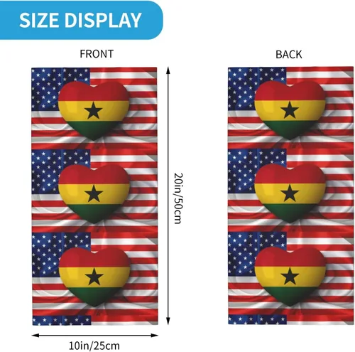 Vista 2 de Neck Gaiter Ghana Ghanaian American Flag USA Love Face Cover Scarf Uv Sun Protection Balaclava Head Mask for Men Women Fishing Mask Hiking Cycling
